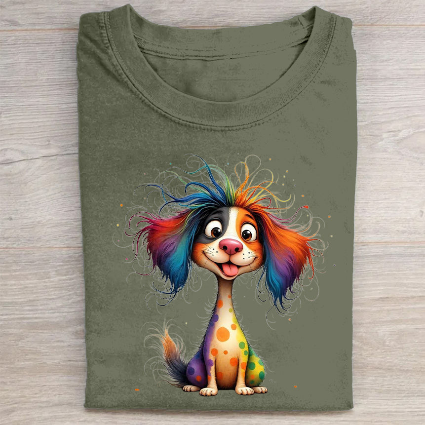 Funny Cute Dog Art Print Casual Short Sleeve T-Shirt
