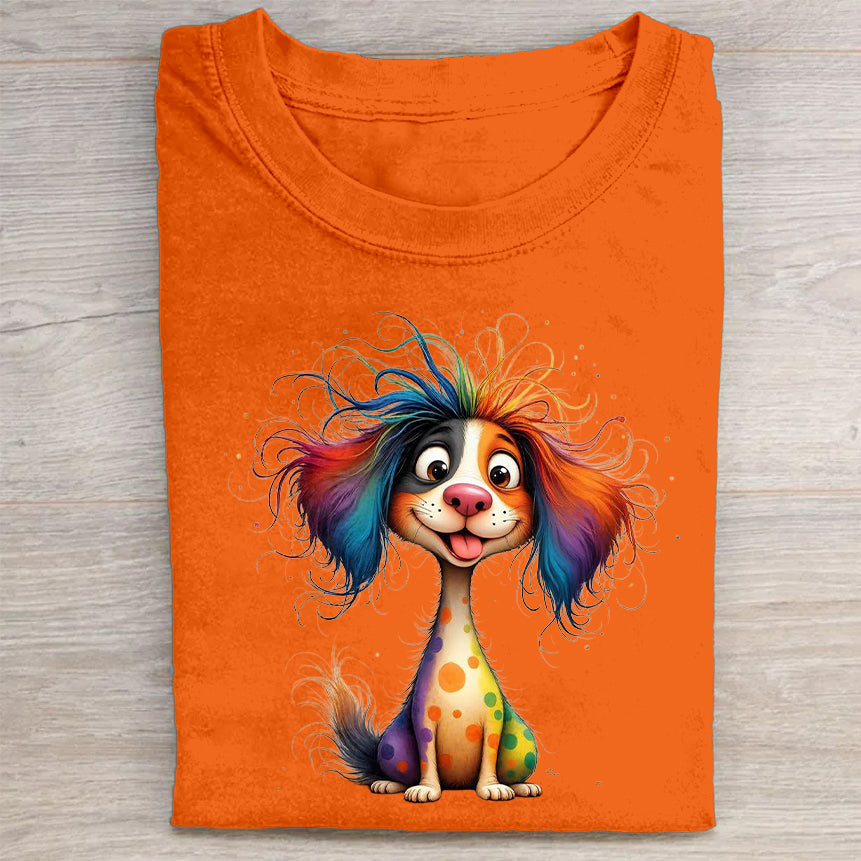 Funny Cute Dog Art Print Casual Short Sleeve T-Shirt
