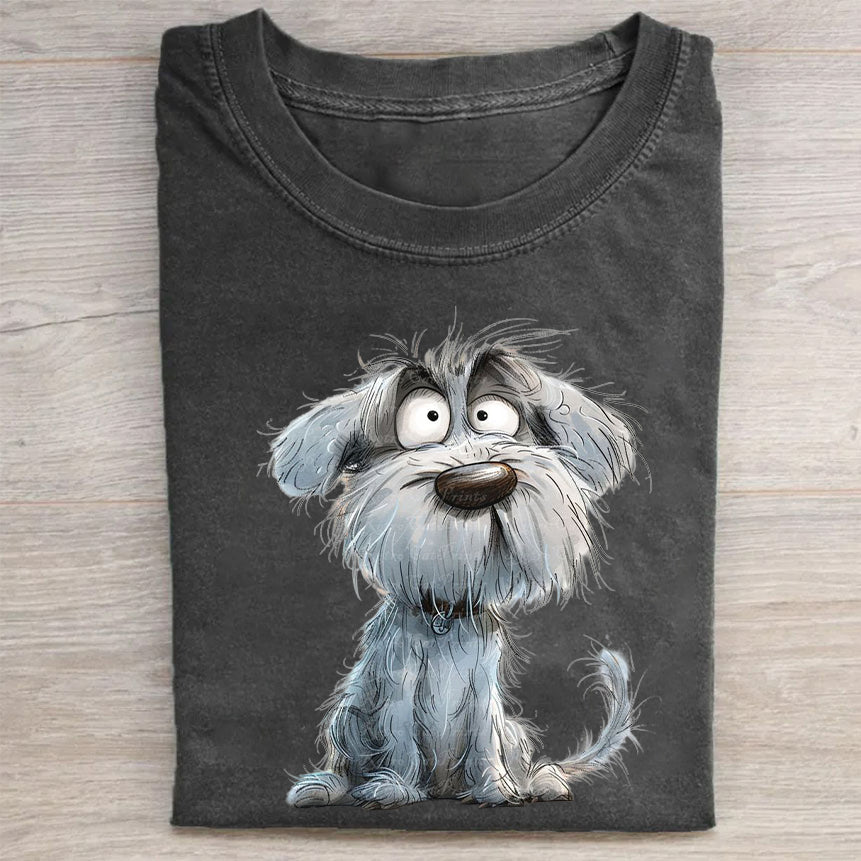 Funny Cute Dog Art Print Casual Short Sleeve T-Shirt