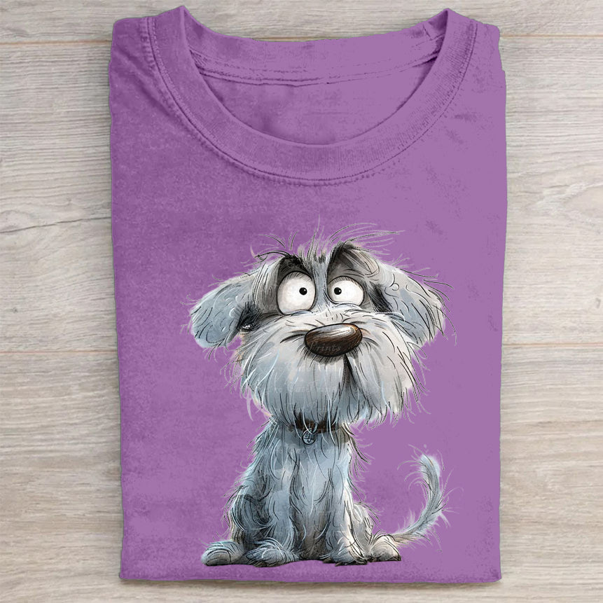 Funny Cute Dog Art Print Casual Short Sleeve T-Shirt