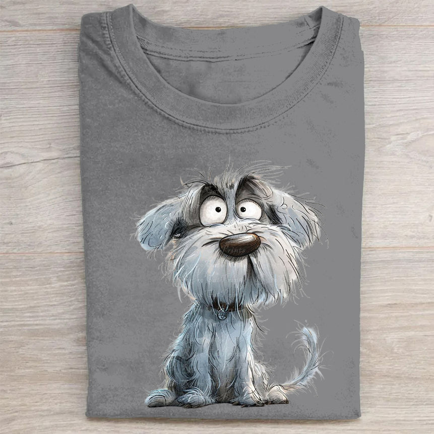 Funny Cute Dog Art Print Casual Short Sleeve T-Shirt
