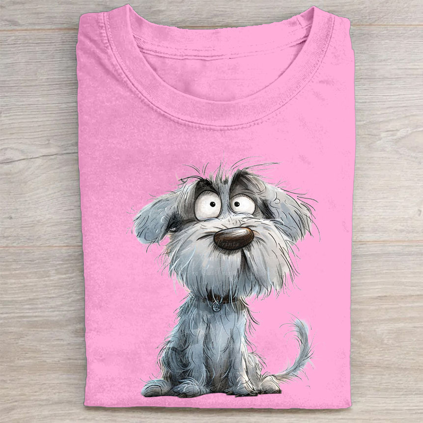 Funny Cute Dog Art Print Casual Short Sleeve T-Shirt