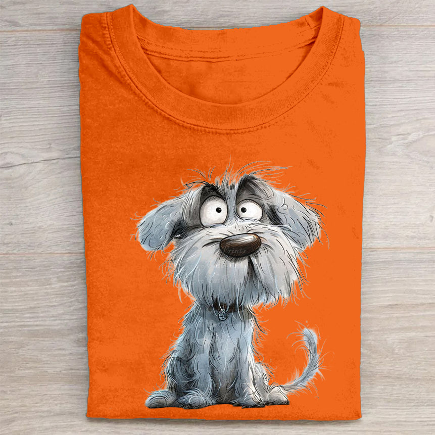 Funny Cute Dog Art Print Casual Short Sleeve T-Shirt