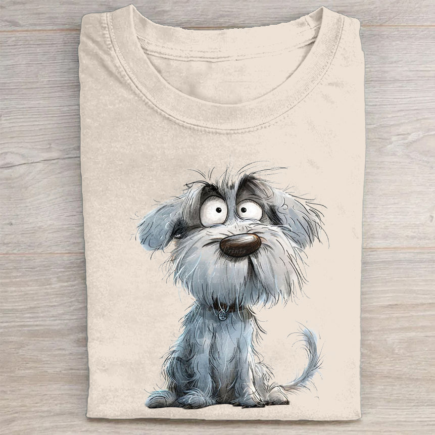 Funny Cute Dog Art Print Casual Short Sleeve T-Shirt