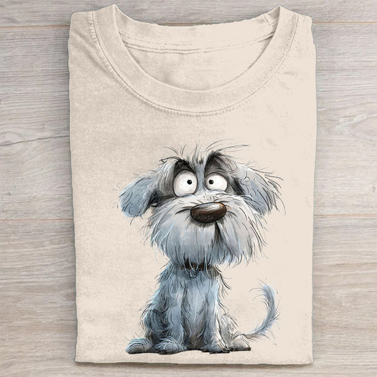 Funny Cute Dog Art Print Casual Short Sleeve T-Shirt