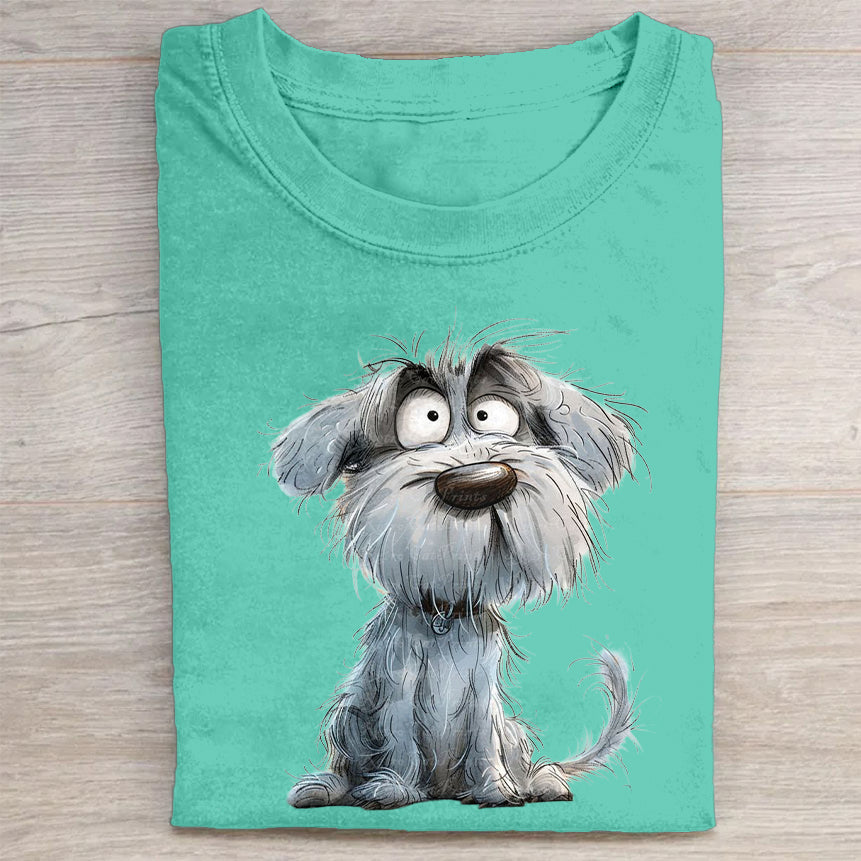 Funny Cute Dog Art Print Casual Short Sleeve T-Shirt