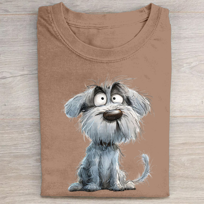 Funny Cute Dog Art Print Casual Short Sleeve T-Shirt