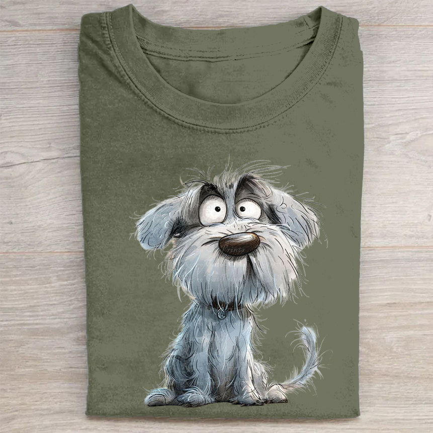 Funny Cute Dog Art Print Casual Short Sleeve T-Shirt