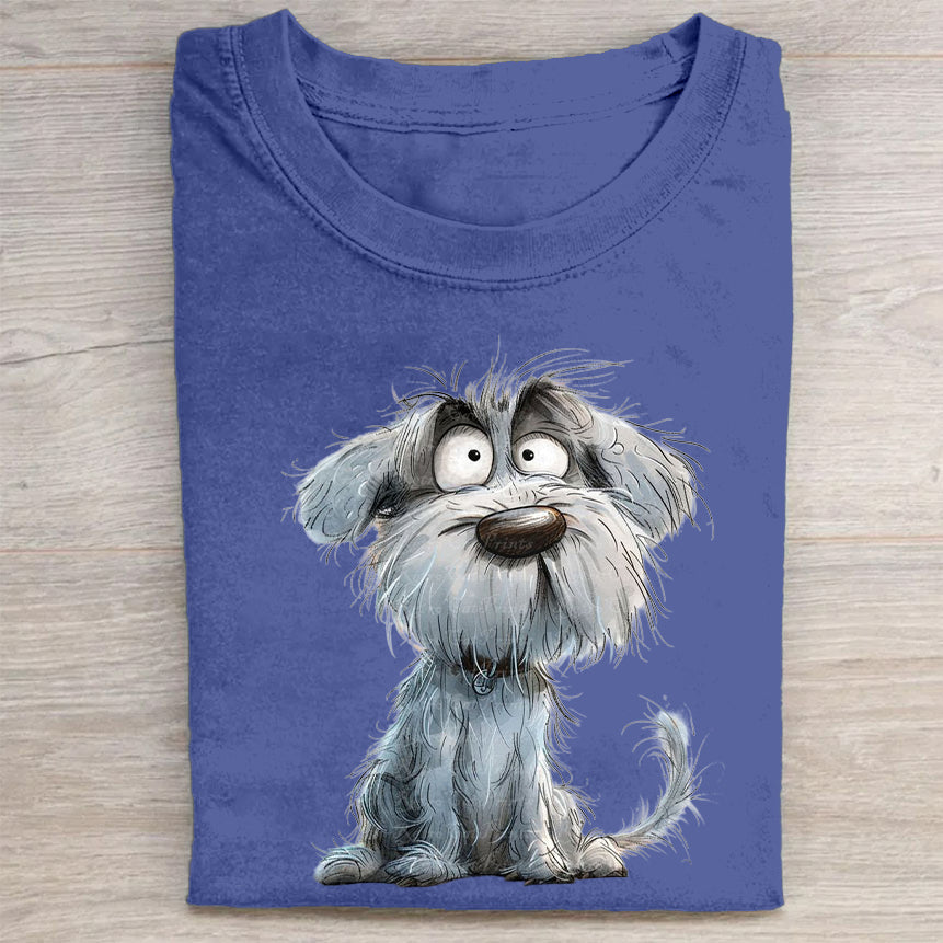 Funny Cute Dog Art Print Casual Short Sleeve T-Shirt