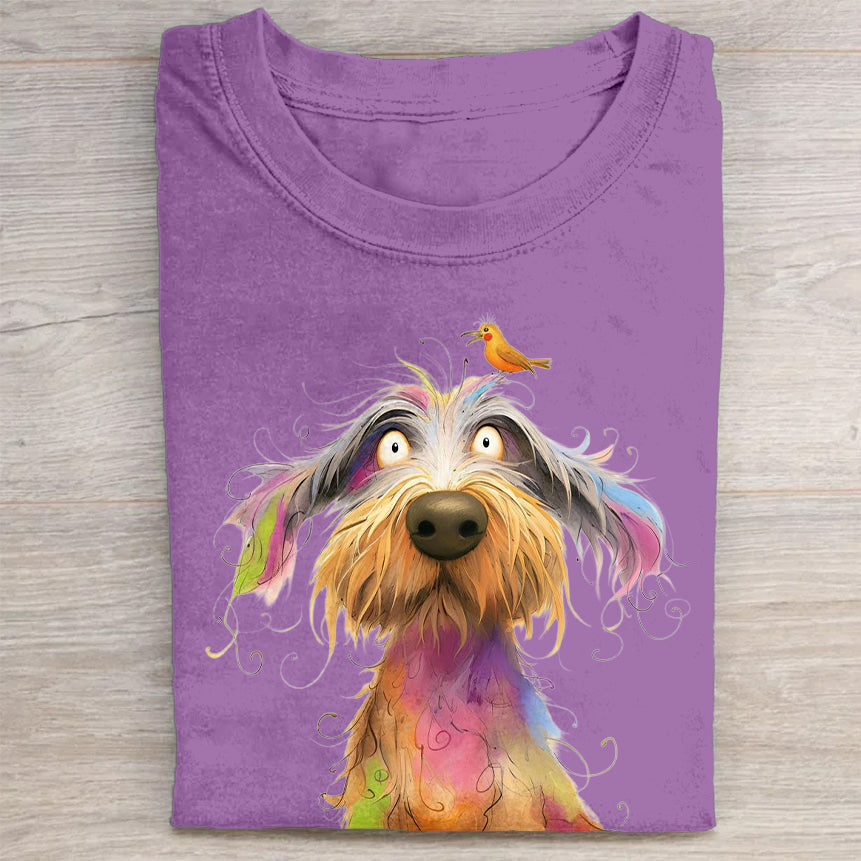 Funny Cute Dog Art Print Casual Short Sleeve T-Shirt