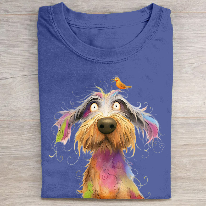 Funny Cute Dog Art Print Casual Short Sleeve T-Shirt