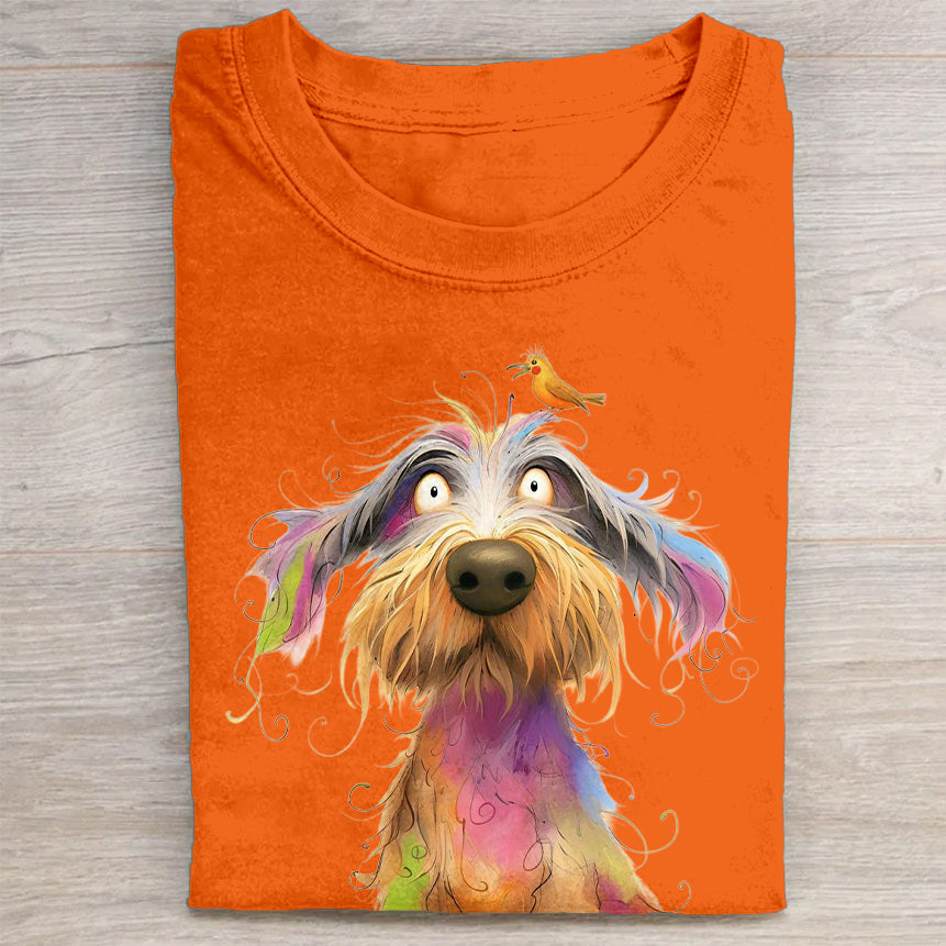 Funny Cute Dog Art Print Casual Short Sleeve T-Shirt