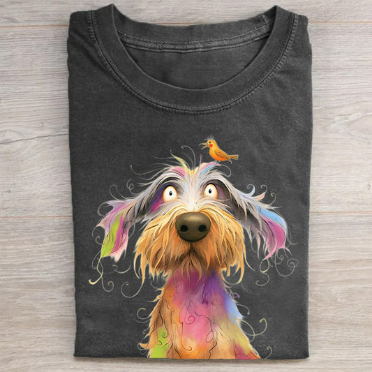 Funny Cute Dog Art Print Casual Short Sleeve T-Shirt