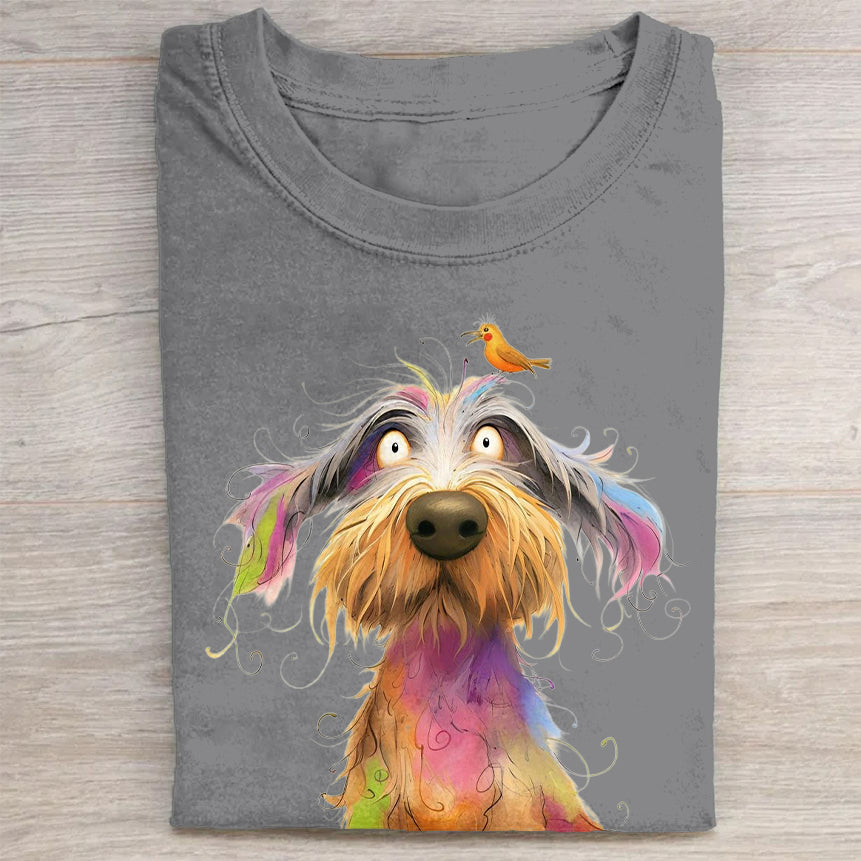 Funny Cute Dog Art Print Casual Short Sleeve T-Shirt