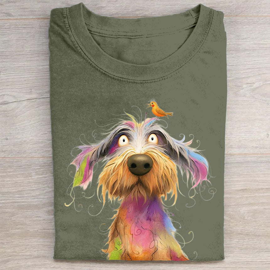 Funny Cute Dog Art Print Casual Short Sleeve T-Shirt
