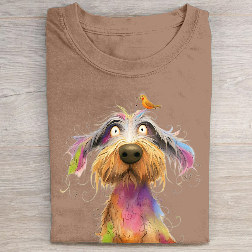 Funny Cute Dog Art Print Casual Short Sleeve T-Shirt
