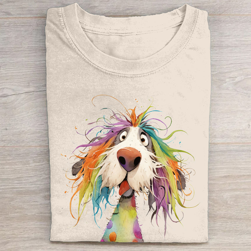 Funny Cute Dog Art Print Casual Short Sleeve T-Shirt