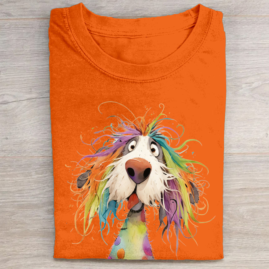 Funny Cute Dog Art Print Casual Short Sleeve T-Shirt