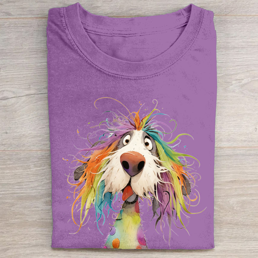 Funny Cute Dog Art Print Casual Short Sleeve T-Shirt