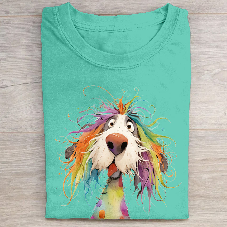 Funny Cute Dog Art Print Casual Short Sleeve T-Shirt