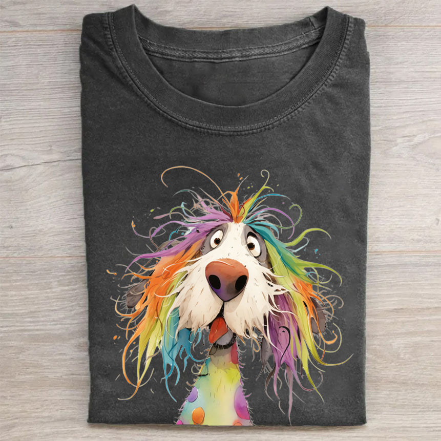 Funny Cute Dog Art Print Casual Short Sleeve T-Shirt