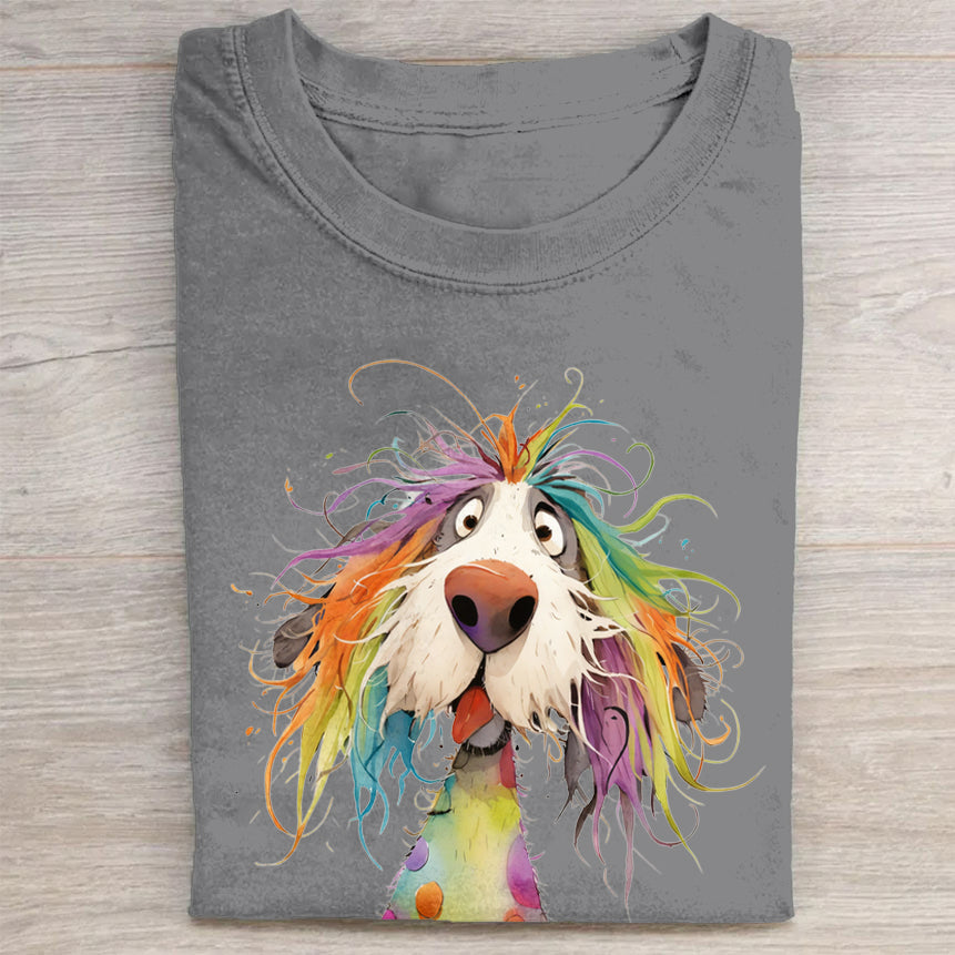 Funny Cute Dog Art Print Casual Short Sleeve T-Shirt