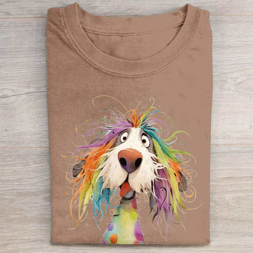 Funny Cute Dog Art Print Casual Short Sleeve T-Shirt