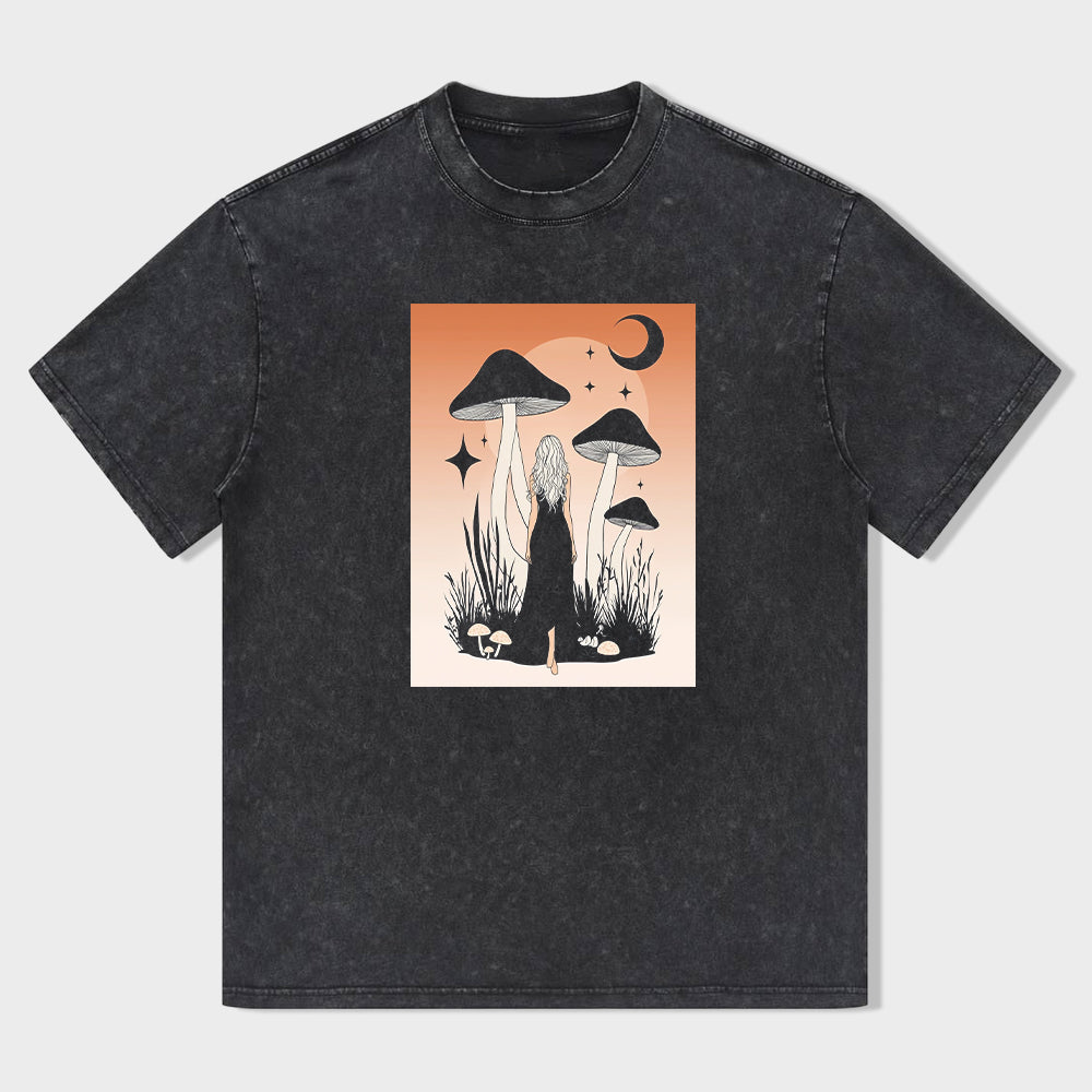 Mushroom Cat Art Graphic T-Shirt