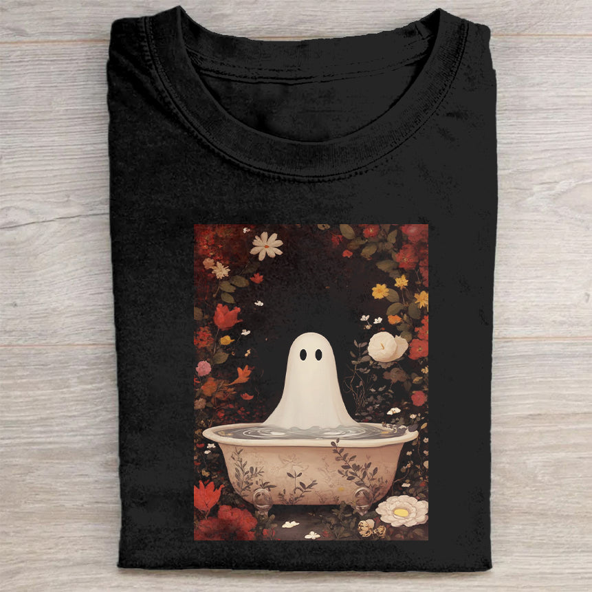 Cute Ghost in Bowl Halloween Graphic T-Shirt