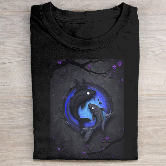 Black T-Shirt with Blue Dragon Graphic Design