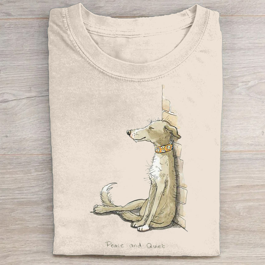 Scrawled Puppy Art Cute Dog Print Casual Short Sleeve T-Shirt