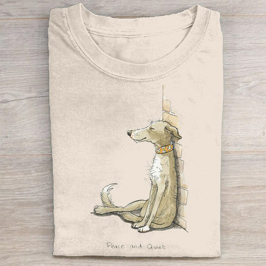 Scrawled Puppy Art Cute Dog Print Casual Short Sleeve T-Shirt