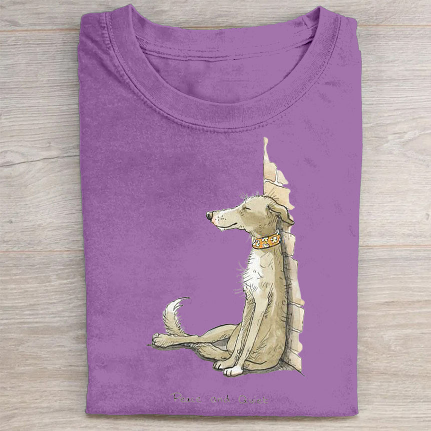 Scrawled Puppy Art Cute Dog Print Casual Short Sleeve T-Shirt