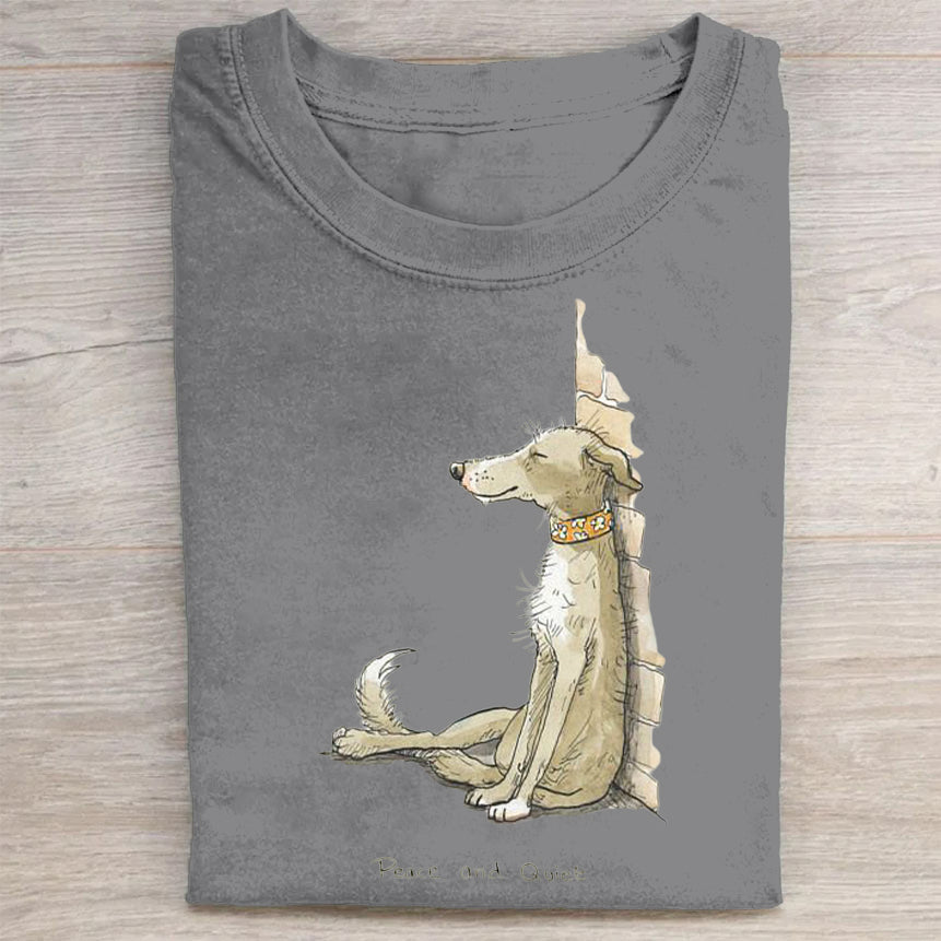 Scrawled Puppy Art Cute Dog Print Casual Short Sleeve T-Shirt