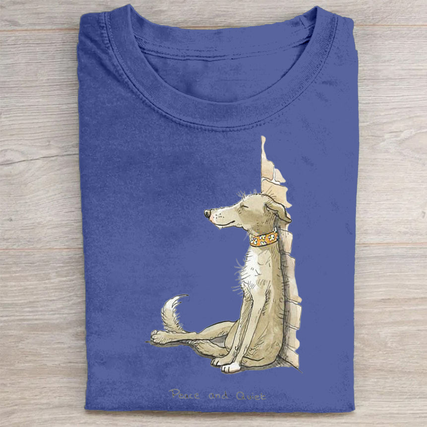 Scrawled Puppy Art Cute Dog Print Casual Short Sleeve T-Shirt