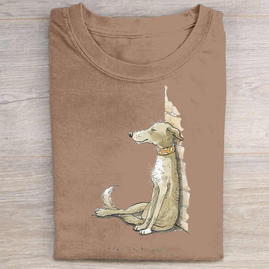 Scrawled Puppy Art Cute Dog Print Casual Short Sleeve T-Shirt