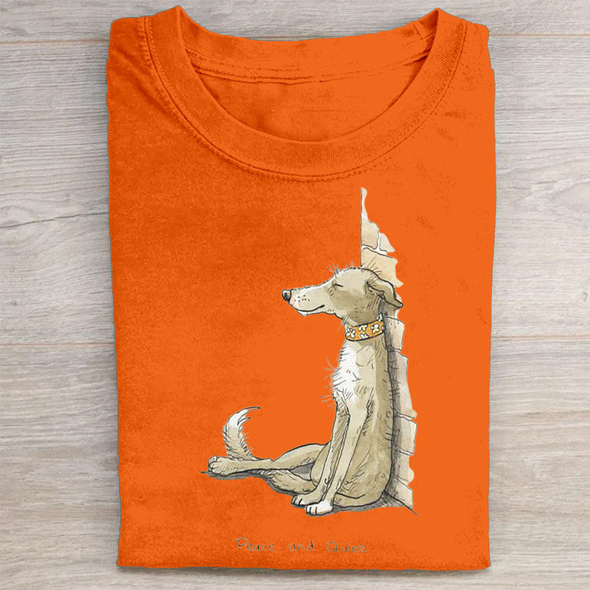 Scrawled Puppy Art Cute Dog Print Casual Short Sleeve T-Shirt
