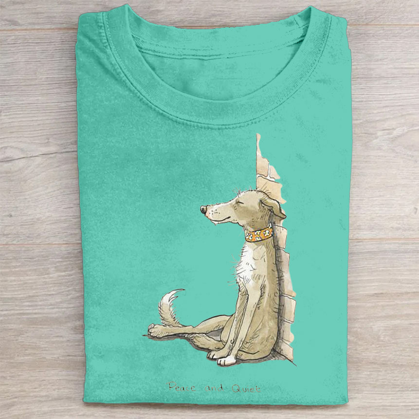 Scrawled Puppy Art Cute Dog Print Casual Short Sleeve T-Shirt
