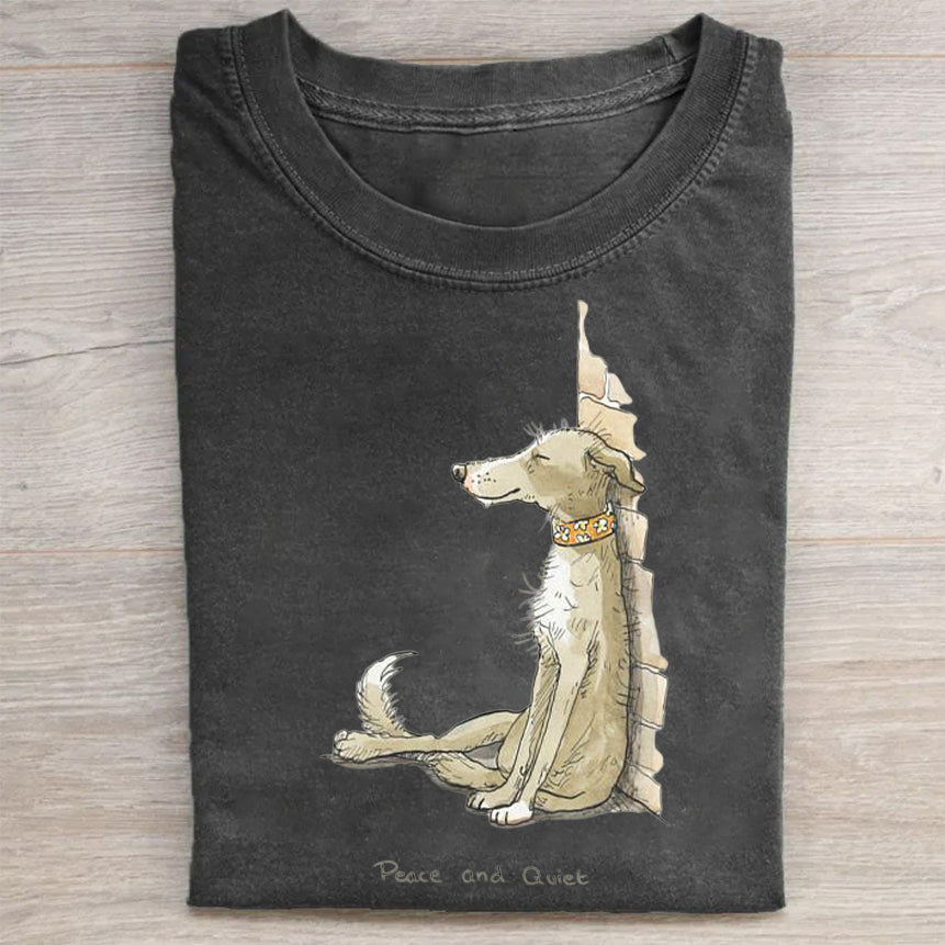 Scrawled Puppy Art Cute Dog Print Casual Short Sleeve T-Shirt