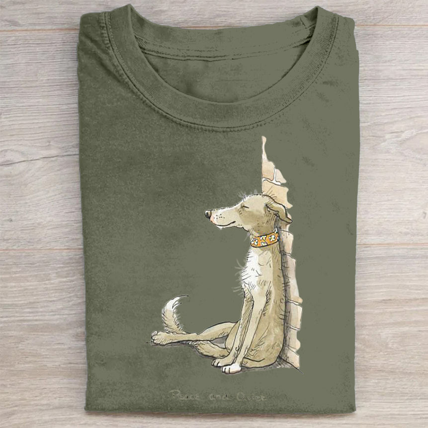 Scrawled Puppy Art Cute Dog Print Casual Short Sleeve T-Shirt
