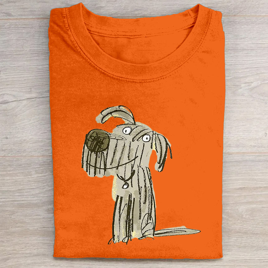 Scrawled Puppy Art Cute Dog Print Casual Short Sleeve T-Shirt