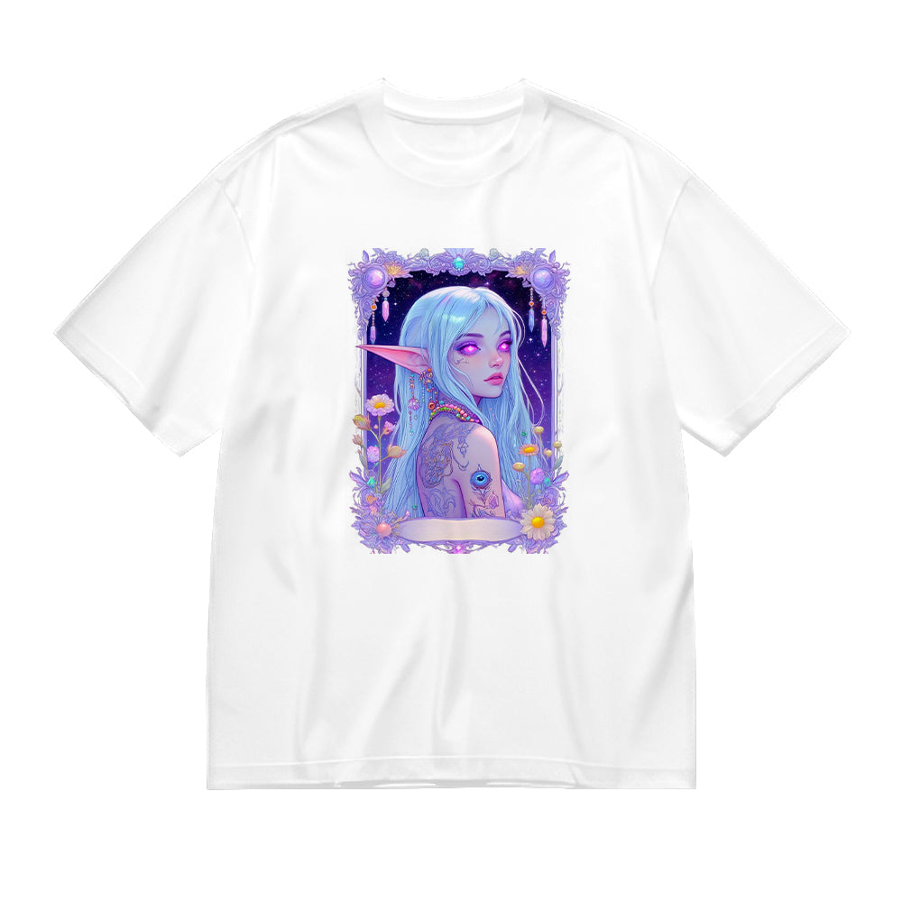 Futuristic Cyberpunk Girl Art Print Women's Fashion Casual T-Shirt