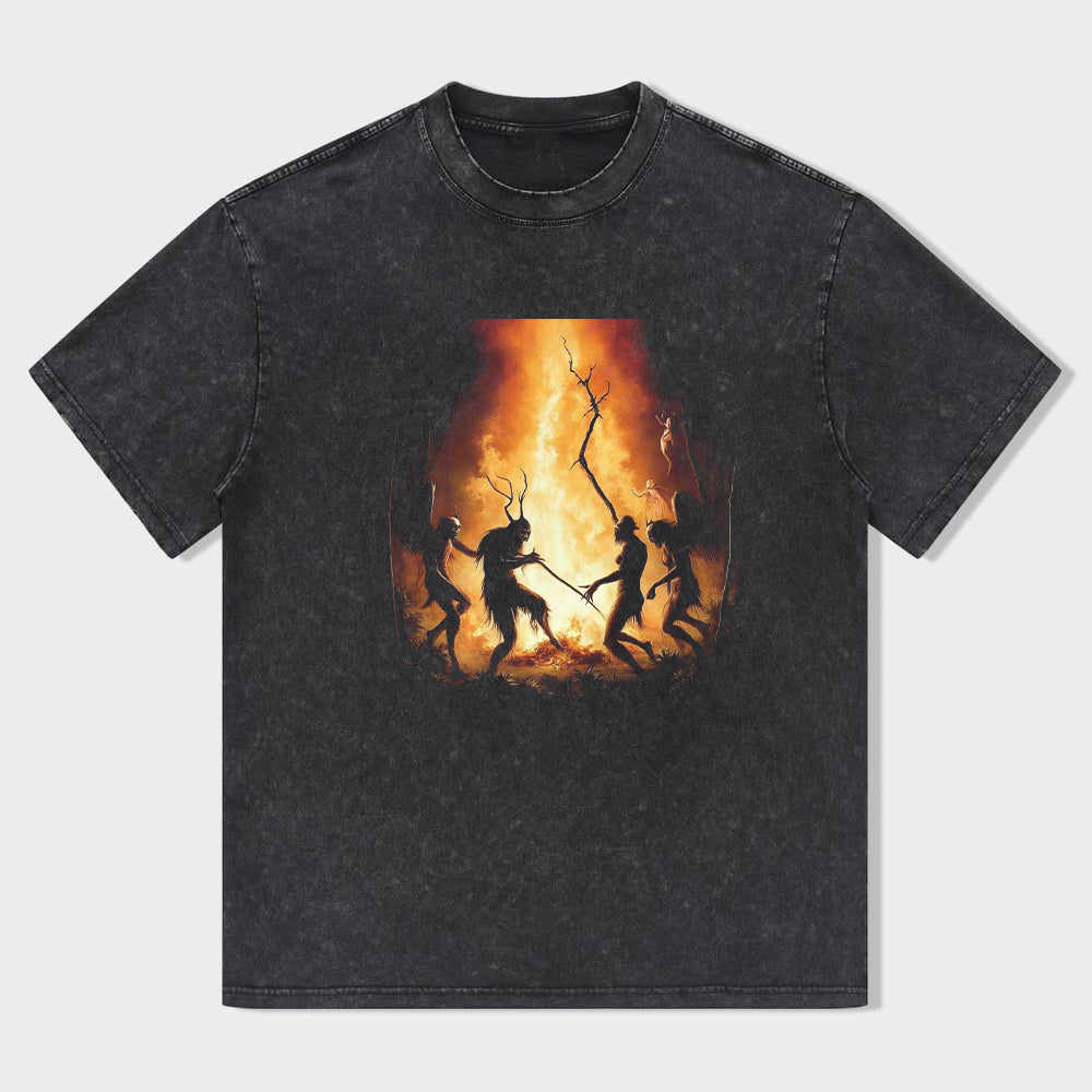 Retro Vintage Cave Painting Silhouette Graphic T-Shirt