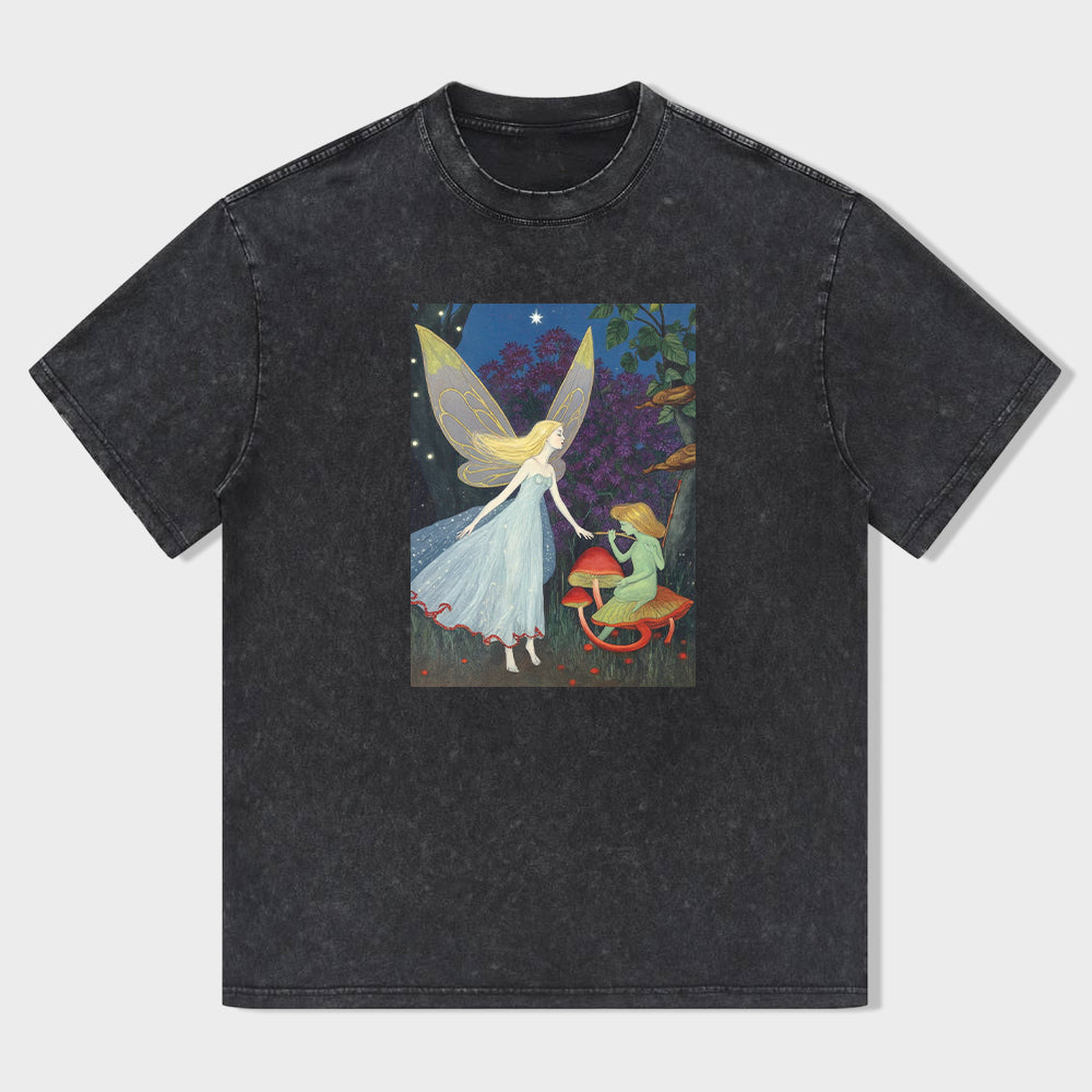 Fairy and Frog Fantasy Art Graphic T-Shirt