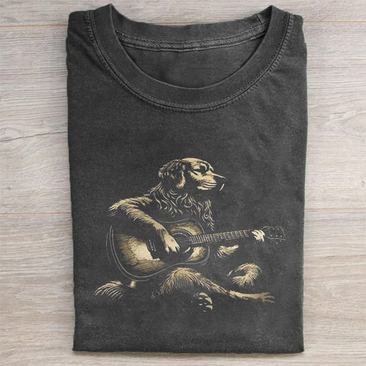 Golden Retriever Playing Acoustic Guitar T-shirt