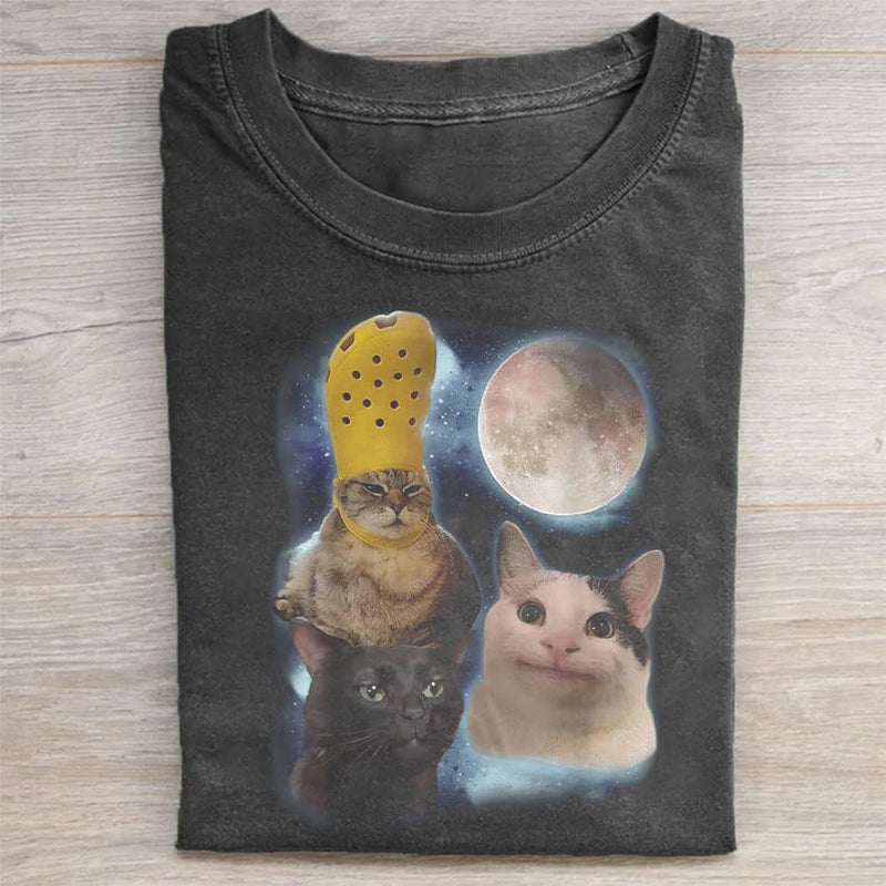 Three Cat Moon T-shirt