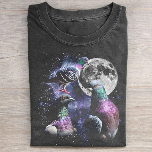 Three Pigeon Retro Graphic T-shirt