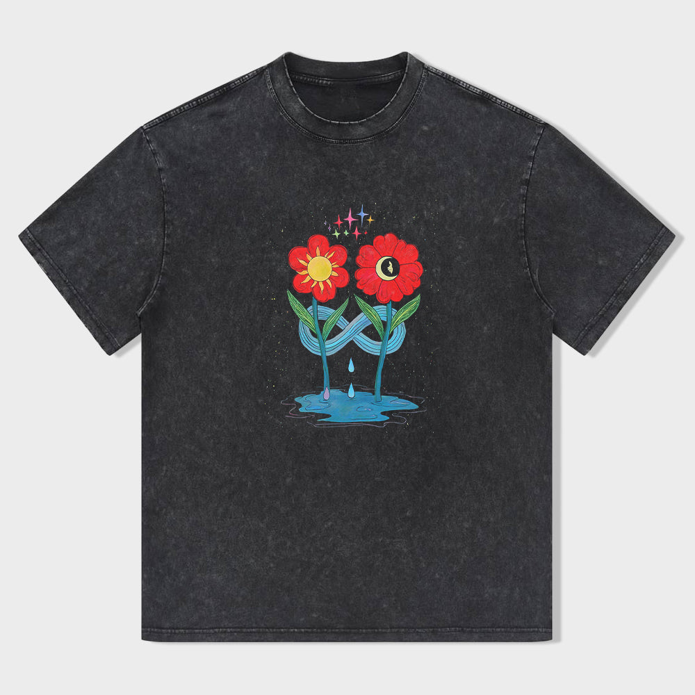 Floral Design Graphic Print Men's Casual T-Shirt