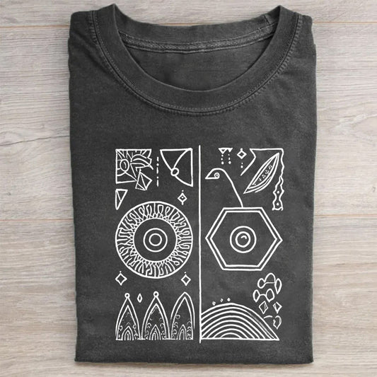 Geometric Pattern Graphic Tee for Men Women Unisex Casual Short Sleeve T-Shirt