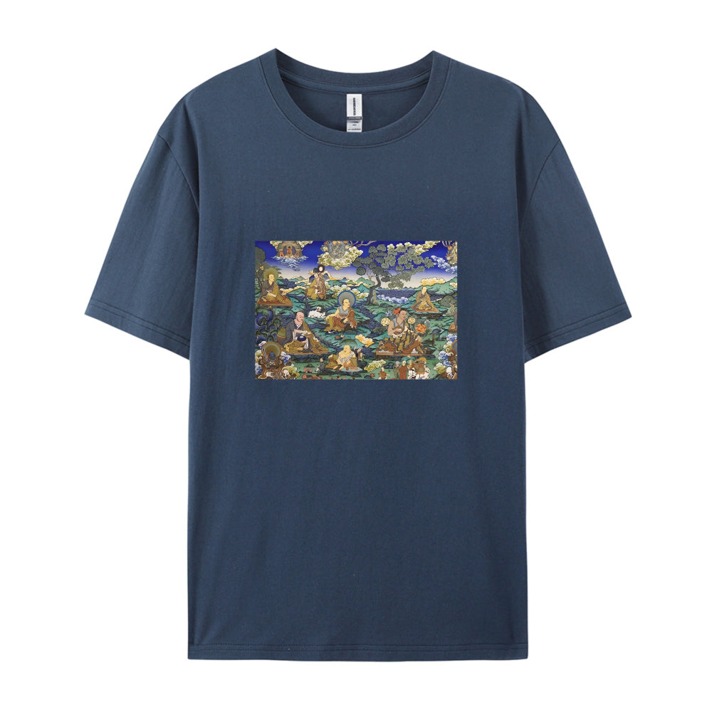 Buddhist Thangka Art Print T-Shirt for Men Women - Traditional Tibetan Buddhism Design Graphic Tee - Comfortable Casual Wear - Unique Spiritual Clothing - Size S-3XL